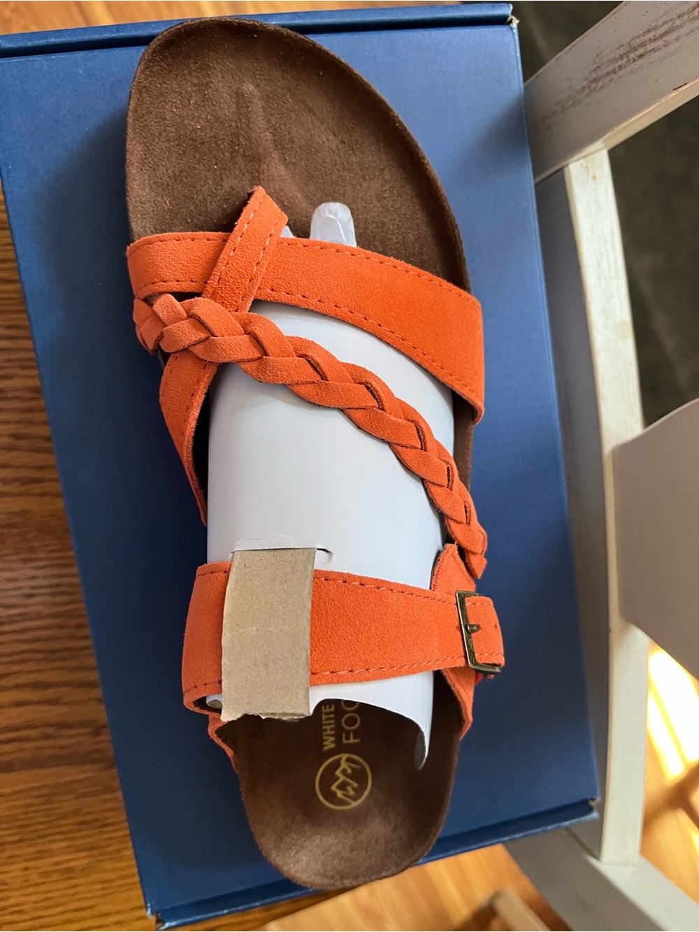 White Mountain Orange Braided Strap Sandal